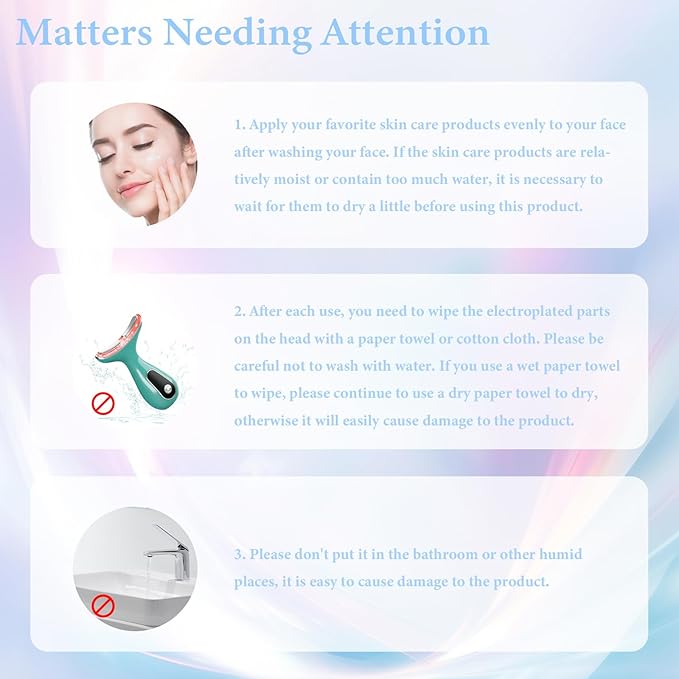 Facial Massager 7 Color Face Lift Device for Face and Neck Massage with 113°F & Vibration & Clean 3-in-1 Multifunctional Wand for Skin Care (Green)