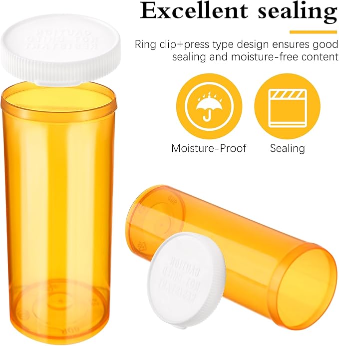 Empty Pill Bottles with Caps, Small Medicines Bottle Plastic Vials Easy Open Medication Vials Containers(6 DR)