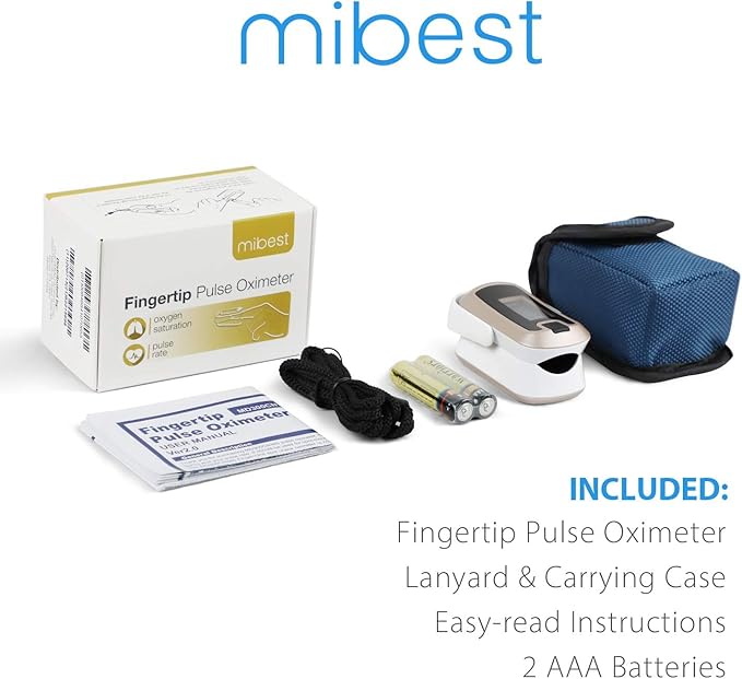 mibest OLED Finger Pulse Oximeter, O2 Meter, Dual Color White/Luxury Gold