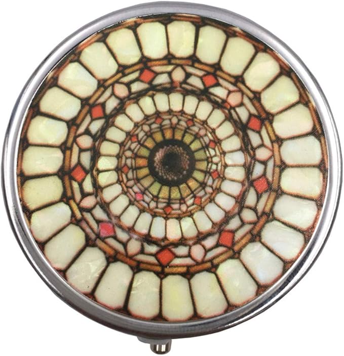 Round Medicine Box Portable Mini Metal Pill Case 2 inches Travel Little Pill Dispenser for Purse