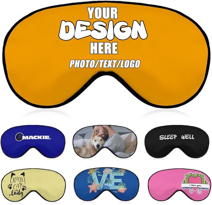 Customizable Sleep Masks Soft Blackout Comfortable Flexible Reusable, Custom Sleep Mask for Man Woman Kid, Custom Blindfold Long Flight Must-Haves, Dorm Room Essentials,#Orange