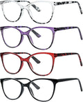 Eyekepper 4 Pack Oversized Reading Glasses - Cat Eye Design Readers for Women Reading +1.75