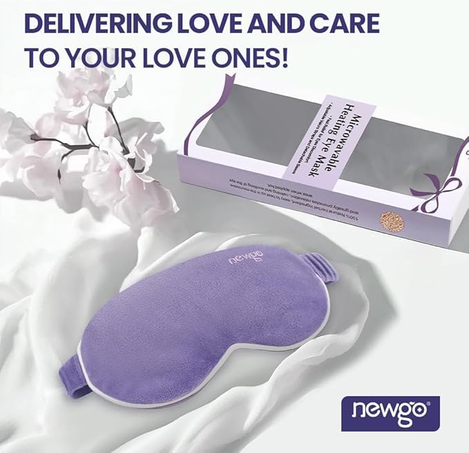 NEWGO Microwave Heated Eye Mask Soothing Relief for Dry Eyes, Heat Therapy Warm Eye Compress with Removable Cover for Stye, Blepharitis, Relaxation or Gift Choice - Purple