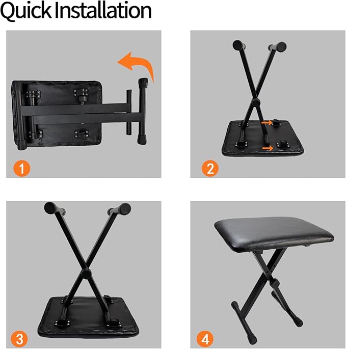 Keyboard Bench X-Style Height Adjustable 16-20in Padded Cushion Piano Stool Bench Keyboard Chair for Keyboards Piano.