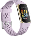 Getino Compatible Fitbit Charge Bands, Soft Breathable Replacement Sport Strap Adjustable Wristbands for Fitbit Charge 5/6, Lavender
