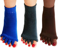 AIBEARTY 3 Pairs Yoga Sport Gym Five Toe Separator Socks Foot Massage Toeless Socks