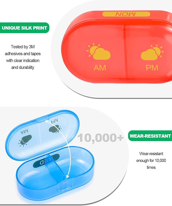 Weekly Pill Organizer 7-Day, XXL Large Pill Organizer, Cute and Colorful Pillbox, Detachable Pill Box with Clear Lids for Vitamin, Medicine, Supplement, Fish Oil