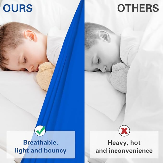 Sensory Sheet for Kids Special Needs Bed Sheet f Breathable and Stretchy (Blue, Twin)