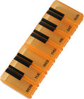 Pill Organizer 7 Day for Travel BPA Free Weekly Pill Organizer Piano-Keyboard Pill Box,Vitamin Organizer (Orange)