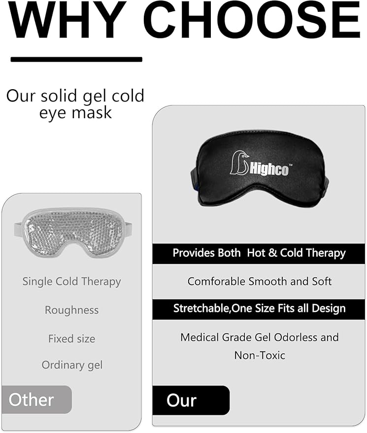 2PCS Migraine Relief Cap Cooling Eye Mask and Neck Ice Pack Wrap,Cooling Gel Eye Mask for Sleep,Ice Pack for Eyes Hot Cold Compression,for Headache,Dark Circles,Puffy Eyes,Migraines Relief,Black