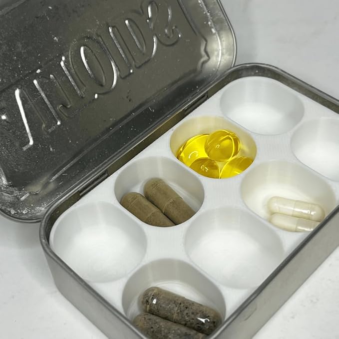 Pill Organizer Insert Compatible with Altoid Tin Cans | Reuse Cans for Discreet Pill Storage | 7 Day Outline Embedded Pill Dispenser | Made in USA (Teal)
