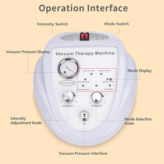 Yofuly Vacuum Therapy Machine, Multifunctional Vacuum Therapy Cupping Machine, Vacuum Cupping Machine with 30 Vacuum Cups and 3 Gua Sha Handles | 0-70 cmHg