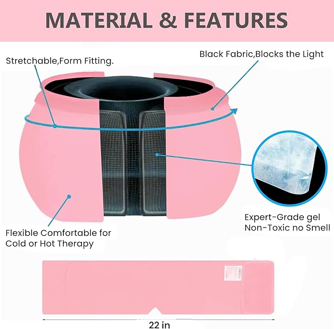 Migraine Relief Cap, One Size Fits All Hot/Cold Gel Head Wrap, Migraine Cooling Eye Mask, Strong Elastic Comfort Fit, Reusable Durable for Stress & Headache Relief, FSA|HSA Eligible, Gift Box (Pink)