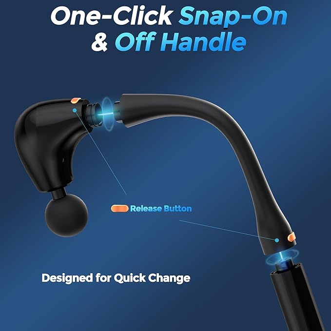 Massage Gun Deep Tissue with Extension Handle Professional Percussion 2-in-1 Detachable Back Massager for Pain Relief,Muscle Relief Massager for Shoulder Back Thigh Waist&Neck (Upgraded)