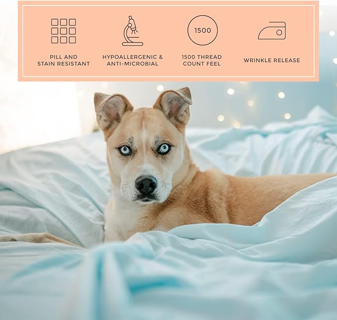 PeachSkinSheets Cooling Bed Sheets for Hot Sleepers - Ultra-Soft Breathable Luxury Microfiber Sheet Set, Moisture-Wicking, Deep Pocket, Oeko-TEX® (Queen Size, Beach Blue)