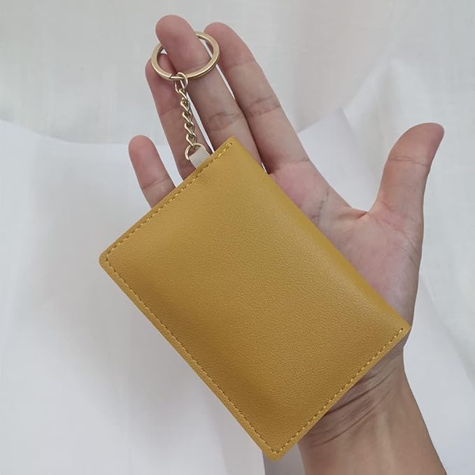 Birth Control Pill Case/Wallet PU Leather Medicine Holder Keychain Envelope Purse(Yellow)