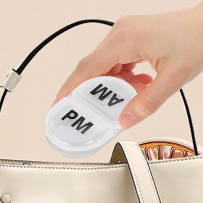 6PCS Pill Organizer AM PM 2 Compartment Daily Pill Box for Pocket or Purse Small Travel Pill Holder for Seniors, Vitamins & Supplements