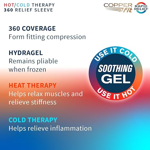 Copper Fit 360 Freeze Compression Sleeve – Cold/Hot Therapy - Flexible 360 Coverage for Knee, Elbow, Ankle, Wrist, Hamstring and Calf (XX-Large)