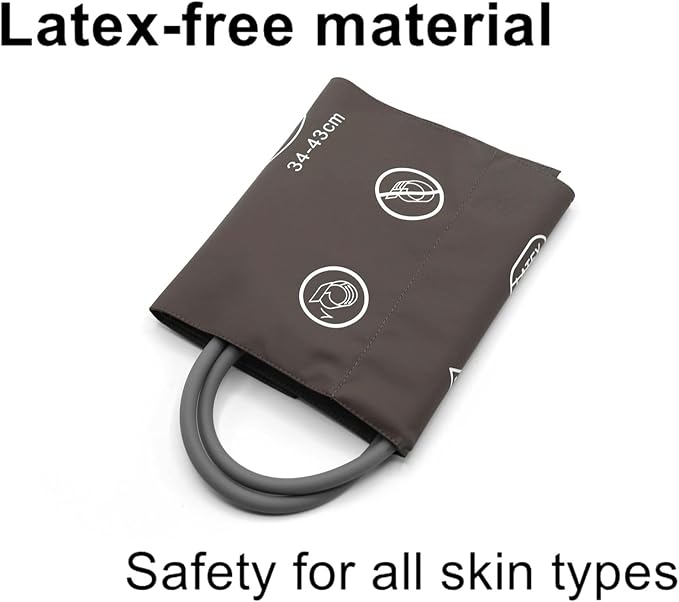 Blood Pressure Cuff with Dual Tubes for Large Adult 34-43 cm, Reusable PU Brown Replacement Blood Pressure Cuff, No BP Connector