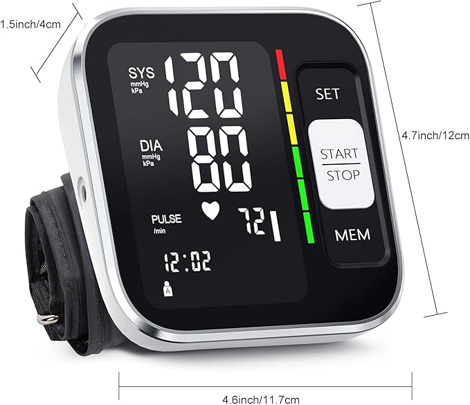 Blood Pressure Monitor Upper Arm Digital Blood Pressure Machine for Home Use with Backlit Display 8.7"-15.7" Cuff with Storage Bag