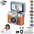 Mini Keychain Digital Camera Retro Mini Digital Video Camera Small bodycam 1080P FHD Recording with 0.96" IPS Screen with 6 Retro Filters AVI Format-Ideal for Phone Transfer (Orange, 128G)