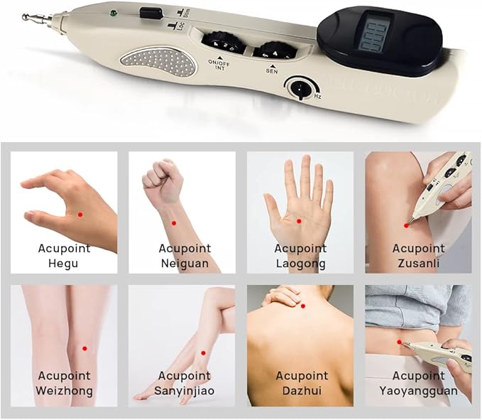Electronic Acupuncture Pen Pain Relief Therapy Meridian Pen Find Acupoints Automatically with 3 Massage Heads Rechargeable