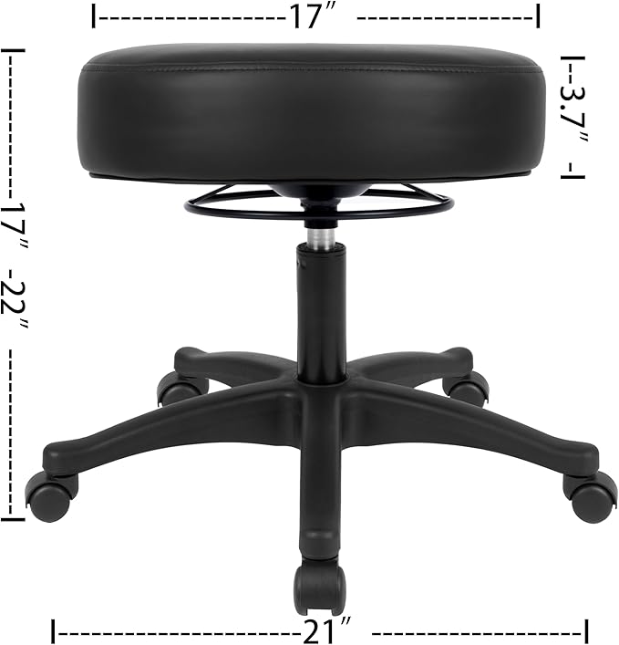 TAKE UR SEAT® All-Purpose Stools with Adjustable Seat and Easy Clean Performance Fabrics for Cleanroom Lab Medical Office Classroom Shop Garage Spa Massage Tattoo (17" Black)