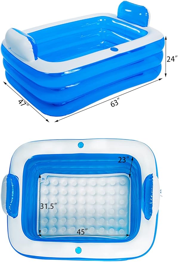 Inflatable Adult Bath Tub 2 Person,Freestanding Blow Up Bathtub with Foldable Portable Feature for Adult Spa,Indoor and Outdoor Universal Folding Pool with Electric Air Pump