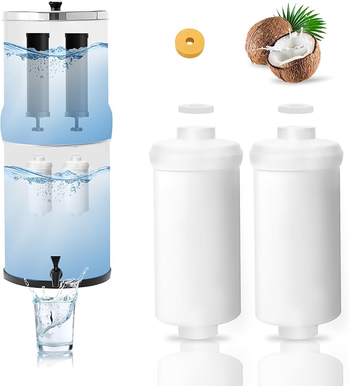 Gravity Water Filter Replacement,for Berkey® Black Carbon (BB9-2®) Purification Elements and Fluoride Filters K5366 (PF-2®) Combo Pack (2, Fluoride Filter)