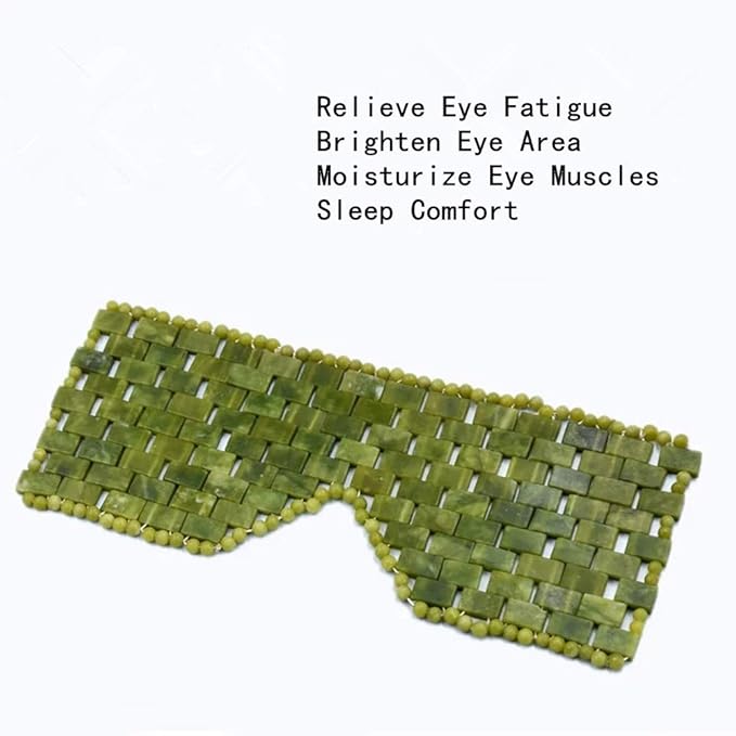 Natural Jade Eye Mask Anti-Aging Facial Sleeping Eye Mask Hot or Cold Therapy Blindfold for Puffy Eyes, eye masks for dark circles and puffiness Massage Tool