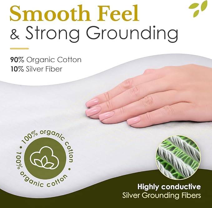 Grounding Sheets Twin Size - Grey Earthing Sheets for Natural Sleep Enhancer - 90% Organic Cotton + 10% Silver Fiber Fitted Grounding Bed Sheets with Grounding Cord - Experience Ultimate Relaxation