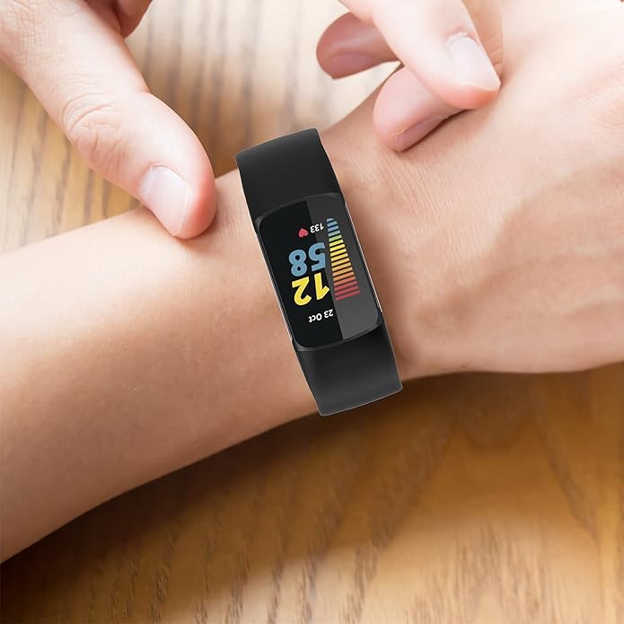 Compatible with Fitbit Charge 6 Bands, Replacement Soft Silicone Watch Straps Soft Wristband for Fibit Charge 5/Charge 6 Fitness Tracker Women&Men (Small)