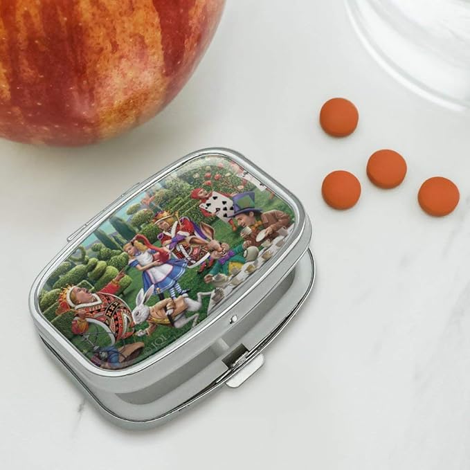 Alice in Wonderland Garden Party Rectangle Pill Case Trinket Gift Box