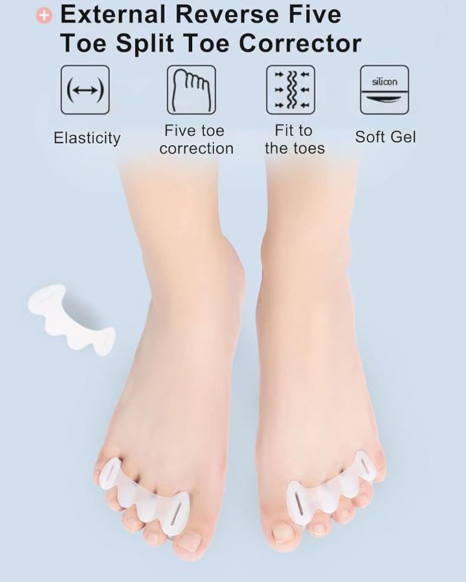 2Pairs Toe Separators Toe Spacers for Women Men to Correct Bunion, Relieve Feet Pain, Foot Alignment, Toe Straighteners for Hammertoes, Plantar Fasciitis (S, Women Shoe Size: 6.5-9, Men: 6-7)