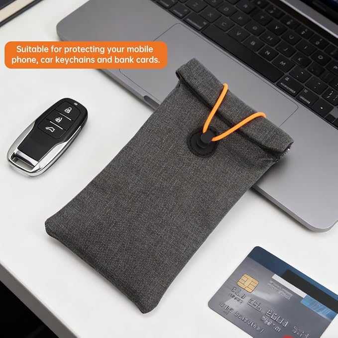 Faraday Bags for Phones, Signal Blocking Case Dry Shield Faraday Phone Sleeve Waterproof Dry Bag for Cell Phones, Car Key/WiFi/RFID/GPS Signal Blocker(Color:Grey)