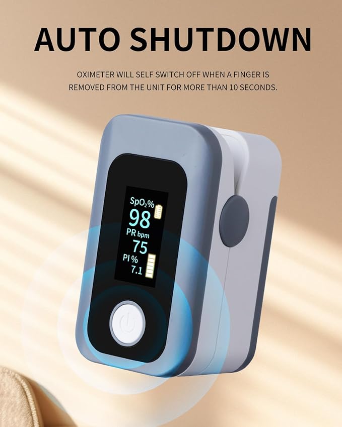 Pulse Oximeter Oxygen Monitor Fingertip Blood Oxygen Monitor Pulse Ox with OLED Display for SpO2,Heart Rate,PI
