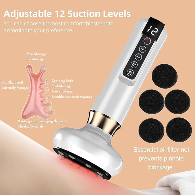 Intelligent Handheld Massage Tool for Anti - Cellulite, Electric Cupping Device with 12 Suction Modes. This Fat Remover Massager is suitable for Arms, Legs, Back and can be Used at Home. (jet - black)