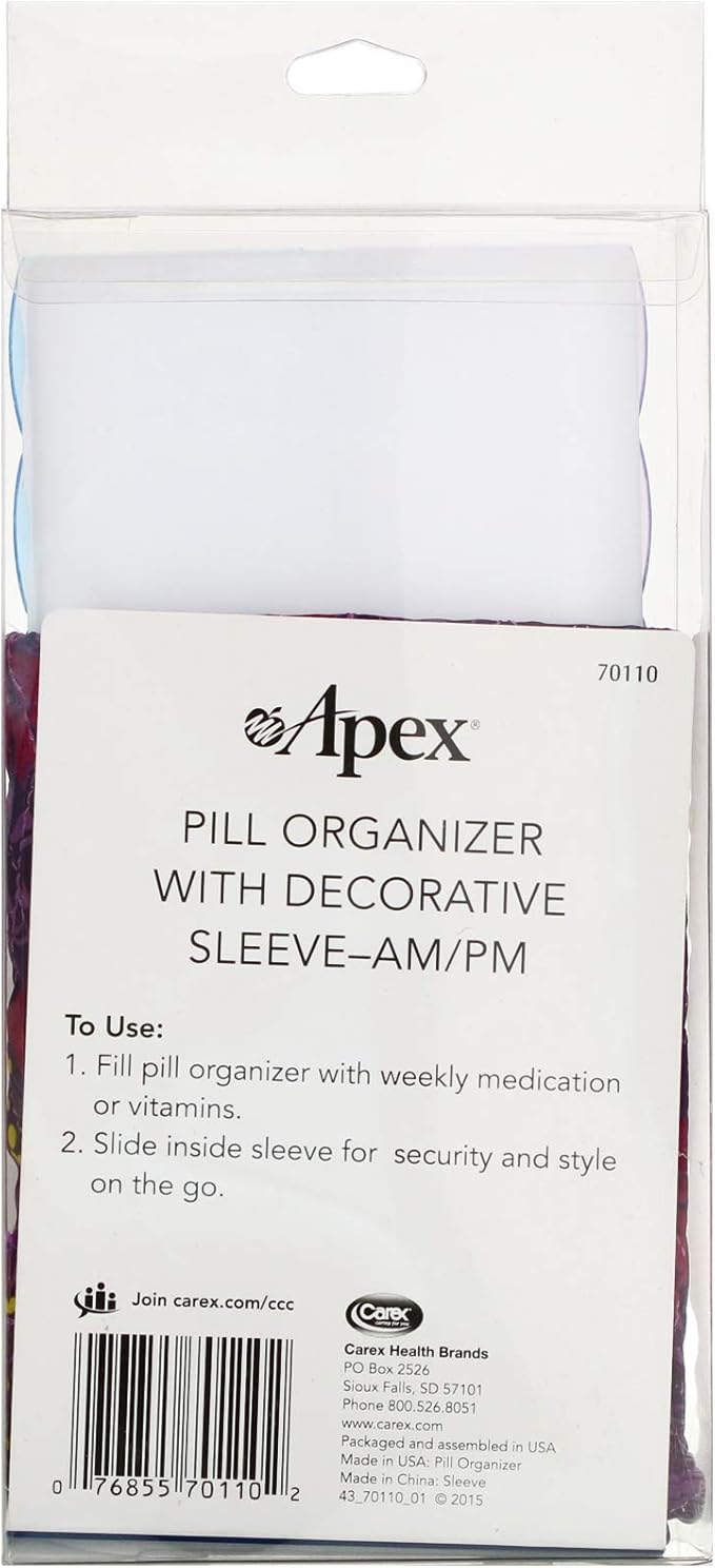 Apex, Pill Organizer with Decorative Sleeve, AM/PM, 2 Pill Organizers
