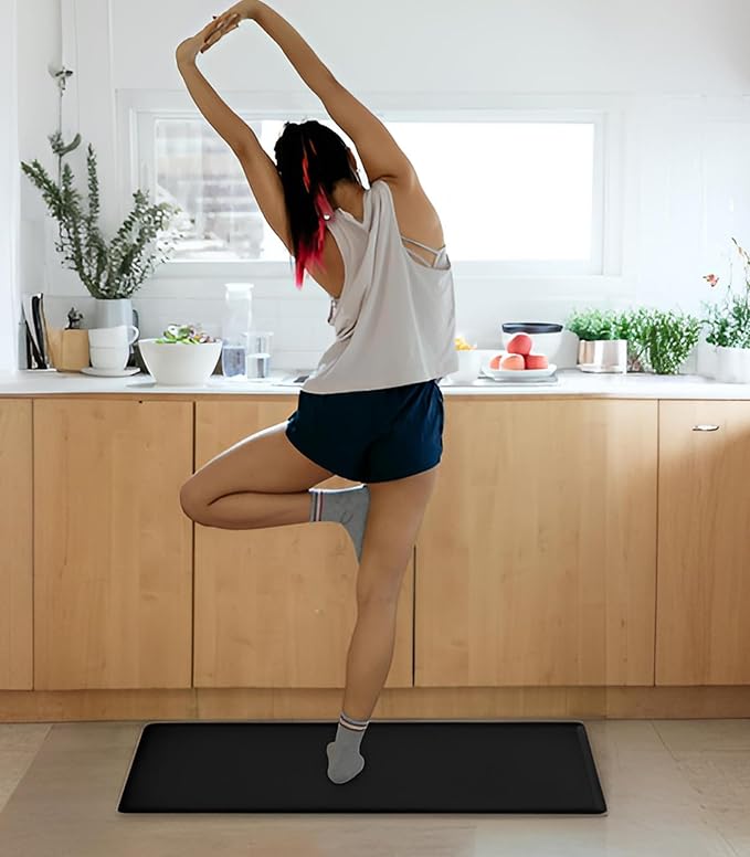 Anti Fatigue Kitchen Rugs Kitchen Mats for Floor,Cushioned Non-Slip Waterproof Ergonomic Comfort Rug Standing Mat for Kitchen,Doing Dishes,Floor,Home,Office,Sink,Laundry,Black,17.3"x47.2"