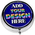 Custom Pill Holder, Medicine Pill Box Case Container Travel Pill Organizer Vitamin for Purse Med Wallet Portable Mini Pastillero Round, Navy, Personalized Gifts