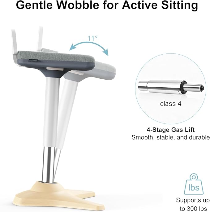 Standing Desk Chair - Ergonomic Wobble Stool for Adults - Active Seating Stool Height Adjustable (22"-31.9") - Perfect for Home Office, Standing Desks, and Classrooms