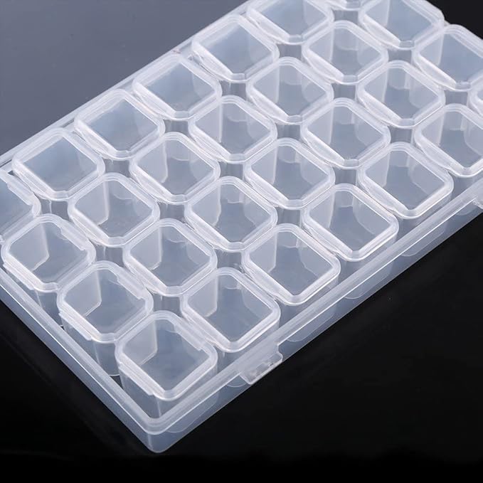Box, Jewelry Organizer Clear Plastic 28 Slots Adjustable Tablet Jewelry Storage Box Container
