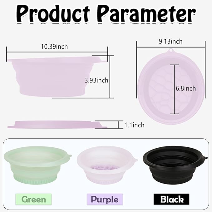 Large Silicone Bowl for Face Ice Bath with Built-In Icetray, Foldable and Hanging Design for Easy Storage and Carrying, Dipping Face Ice Bath at Home and Travel (Purple)
