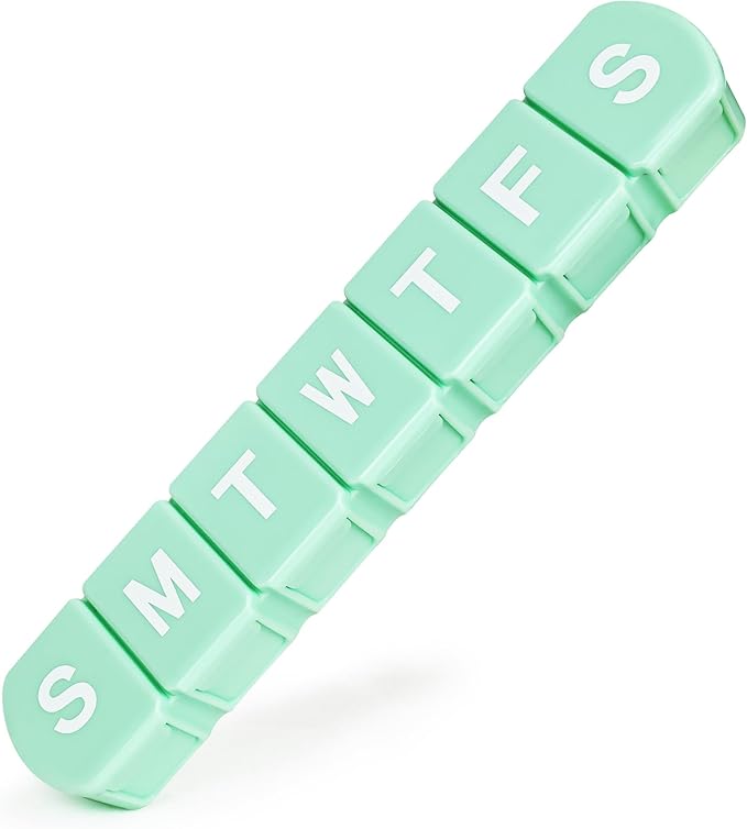 Extra Large Weekly Pill Box Organizer 7 Day, MOLN HYMY 1 Week Jumbo Pill Dispenser Case One Time a Day, Daily Med Container to Hold Vitamin and Supplement (Green)