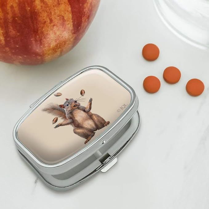 Squirrel Juggling His Nuts Crazy Funny Rectangle Pill Case Trinket Gift Box