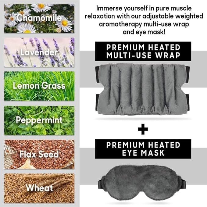 Hot & Cold Therapy Wrap with Eye Mask – Reusable Microwavable Heating Pad & Freezable Ice Pack for Dry Eyes, Back, Neck, Shoulder, Waist & Joint Pain Relief