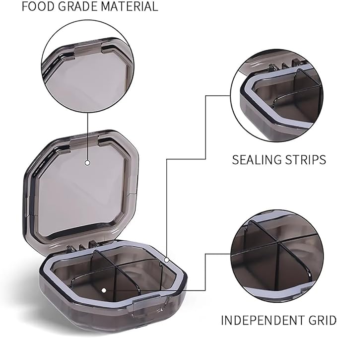 This Portable Watercolor Gold and Blue Marble Pattern 4-Compartment Pillbox Can Be Placed in A Pocket Or Wallet to Store Vitamins, Medicines Fish Oil Health Supplements Other Medications.