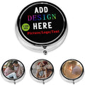 Custom Pill Box with 2 Compartment, Personalized Photo Text Logo Name Travel Small Pill Case, Customized Portable Metal Medicine Container Vitamin Organizer, Round