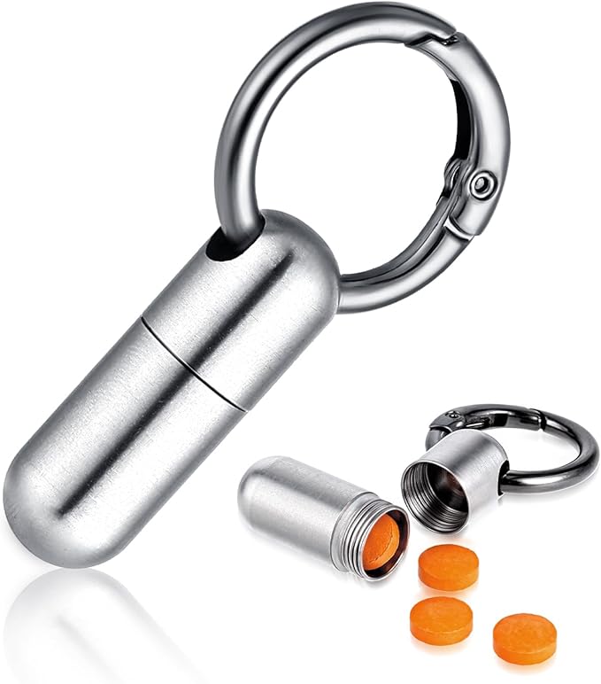 Small Pill Case Micro Pill Holder Keychain Portable Pill Container Waterproof Pocket Pill Organizer Tiny Pill Holder Bottle for Outdoor Travel Purse Pocket Emergency Medicine