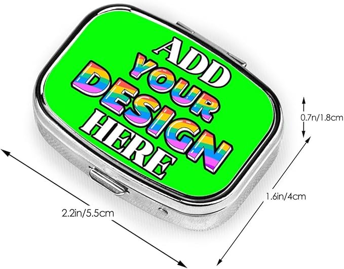 Custom Pill Box, Medicine Pill Organizer Case Container Travel Pill Holder Vitamin for Purse Med Wallet Portable Mini Pastillero Square, Lime, Personalized Gifts,